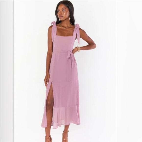 SHOW ME YOUR MUMU CLAIRE MIDI DRESS ANTIQUE ROSE SIDE SLIT SIZE XS - Picture 1 of 10